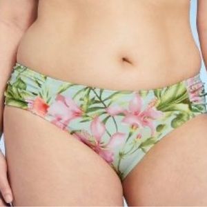 2piece Side Shirring Hipster Floral Bikini Bottom set by Kona Sol